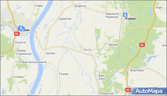 mapa Gurcz, Gurcz na mapie Targeo