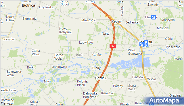 mapa Gutów gmina Jedlińsk, Gutów gmina Jedlińsk na mapie Targeo