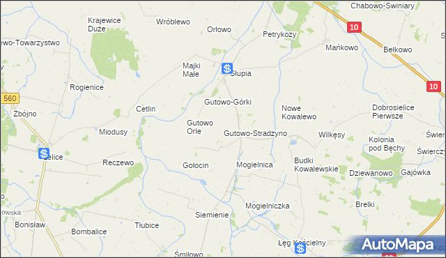 mapa Gutowo-Stradzyno, Gutowo-Stradzyno na mapie Targeo