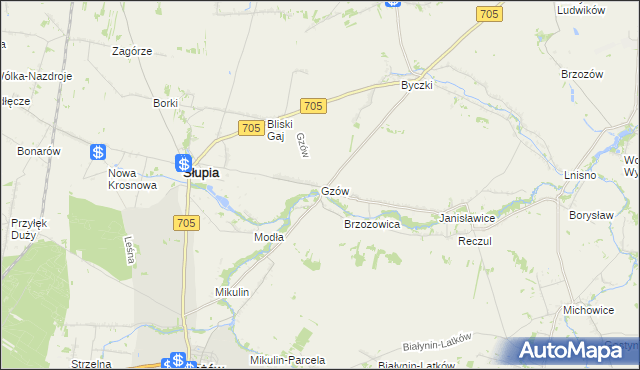 mapa Gzów, Gzów na mapie Targeo
