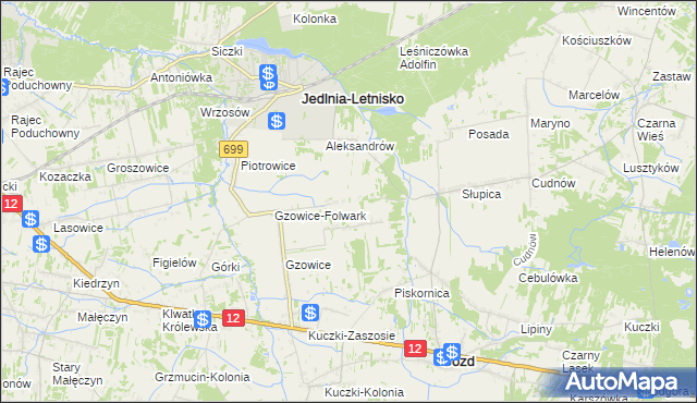 mapa Gzowice-Kolonia, Gzowice-Kolonia na mapie Targeo