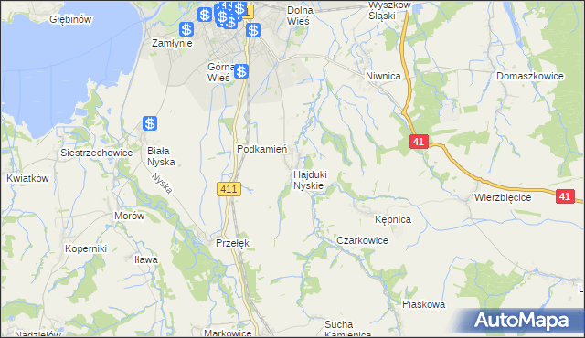 mapa Hajduki Nyskie, Hajduki Nyskie na mapie Targeo