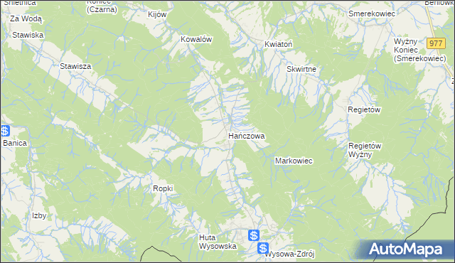 mapa Hańczowa, Hańczowa na mapie Targeo