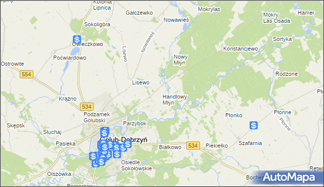 mapa Handlowy Młyn, Handlowy Młyn na mapie Targeo