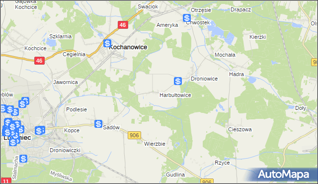 mapa Harbułtowice, Harbułtowice na mapie Targeo