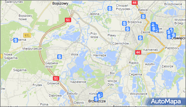mapa Harmęże, Harmęże na mapie Targeo