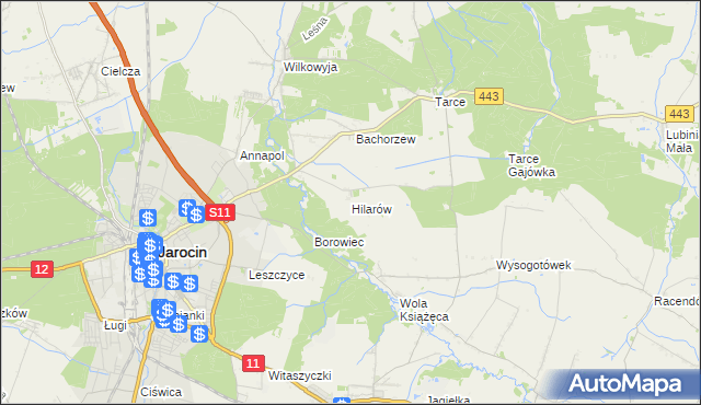 mapa Hilarów gmina Jarocin, Hilarów gmina Jarocin na mapie Targeo