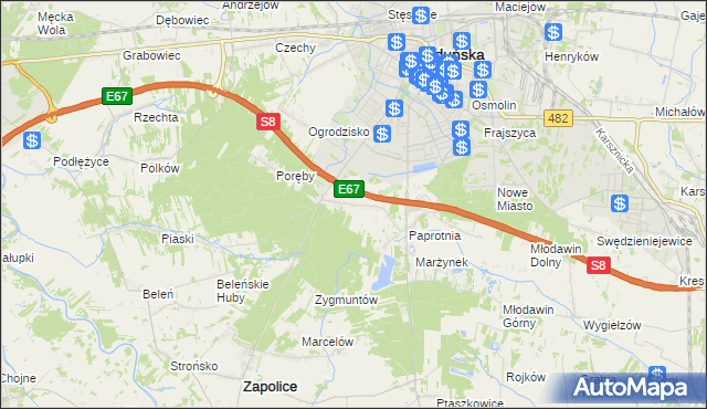 mapa Holendry gmina Zapolice, Holendry gmina Zapolice na mapie Targeo
