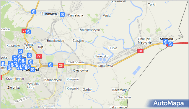 mapa Hureczko, Hureczko na mapie Targeo