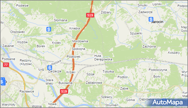 mapa Huta Deręgowska, Huta Deręgowska na mapie Targeo