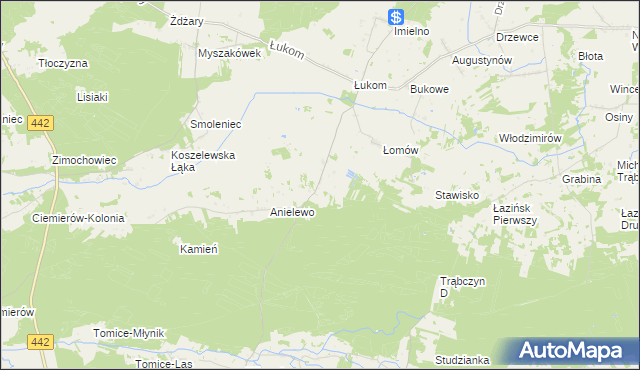 mapa Huta Łukomska gmina Zagórów, Huta Łukomska gmina Zagórów na mapie Targeo