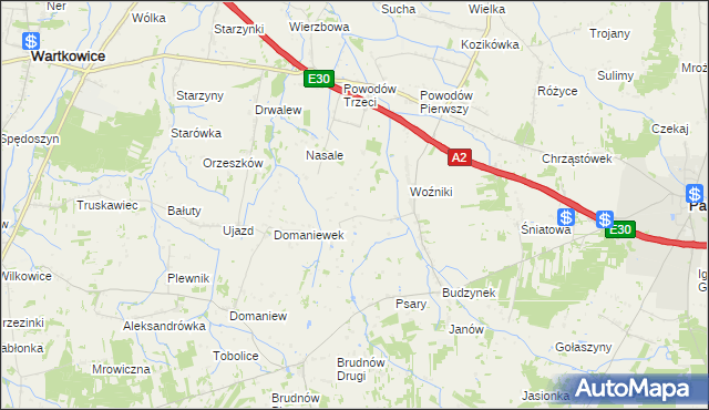 mapa Idzikowice gmina Dalików, Idzikowice gmina Dalików na mapie Targeo