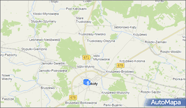mapa Idźki Młynowskie, Idźki Młynowskie na mapie Targeo