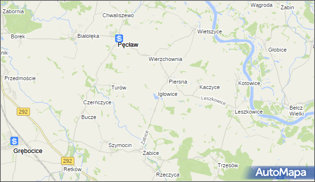 mapa Igłowice gmina Pęcław, Igłowice gmina Pęcław na mapie Targeo