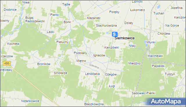 mapa Ignaców gmina Siemkowice, Ignaców gmina Siemkowice na mapie Targeo