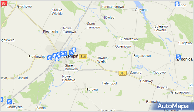 mapa Iłówiec Wielki, Iłówiec Wielki na mapie Targeo