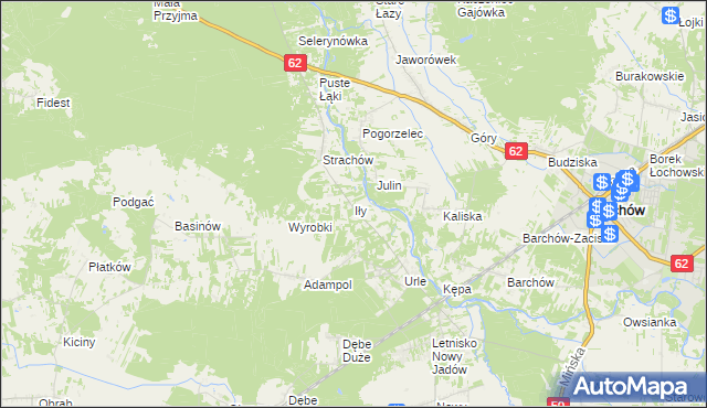 mapa Iły gmina Jadów, Iły gmina Jadów na mapie Targeo