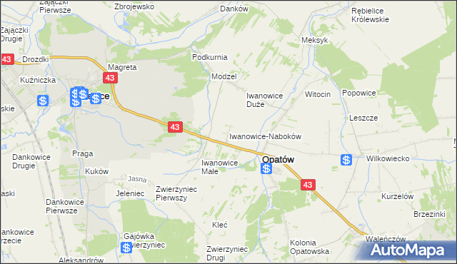 mapa Iwanowice-Naboków, Iwanowice-Naboków na mapie Targeo