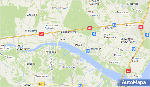 mapa Izbica gmina Serock, Izbica gmina Serock na mapie Targeo