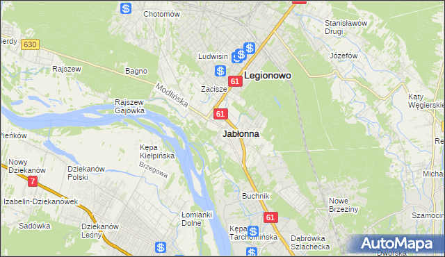 mapa Jabłonna powiat legionowski, Jabłonna powiat legionowski na mapie Targeo