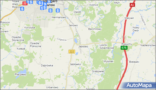 mapa Jabłowo, Jabłowo na mapie Targeo