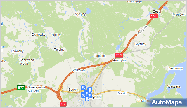 mapa Jagiełek, Jagiełek na mapie Targeo