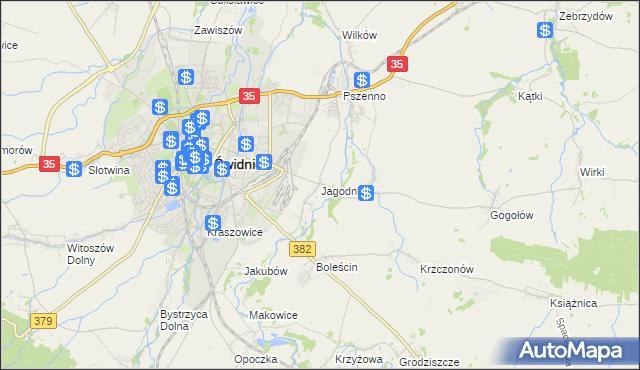 mapa Jagodnik gmina Świdnica, Jagodnik gmina Świdnica na mapie Targeo