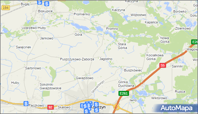 mapa Jagodno gmina Kostrzyn, Jagodno gmina Kostrzyn na mapie Targeo