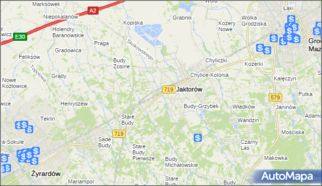 mapa Jaktorów-Kolonia, Jaktorów-Kolonia na mapie Targeo