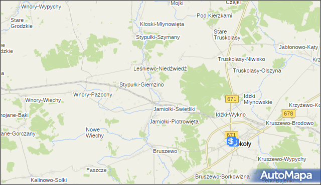 mapa Jamiołki-Godzieby, Jamiołki-Godzieby na mapie Targeo