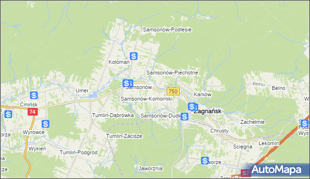 mapa Janaszów gmina Zagnańsk, Janaszów gmina Zagnańsk na mapie Targeo