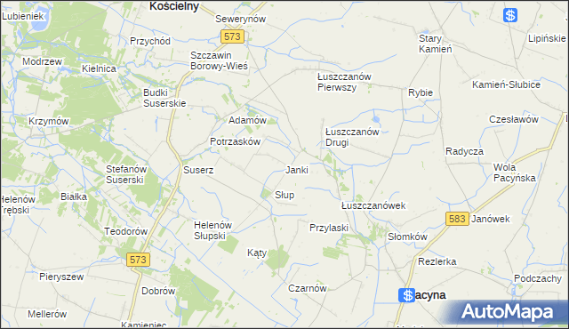 mapa Janki gmina Szczawin Kościelny, Janki gmina Szczawin Kościelny na mapie Targeo