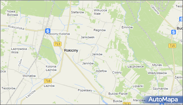 mapa Janków gmina Rokiciny, Janków gmina Rokiciny na mapie Targeo