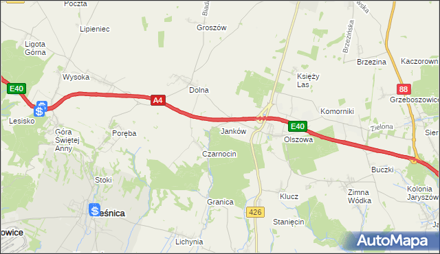mapa Janków gmina Ujazd, Janków gmina Ujazd na mapie Targeo
