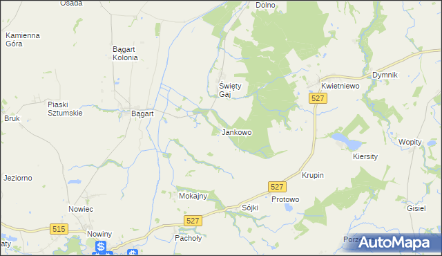 mapa Jankowo gmina Rychliki, Jankowo gmina Rychliki na mapie Targeo