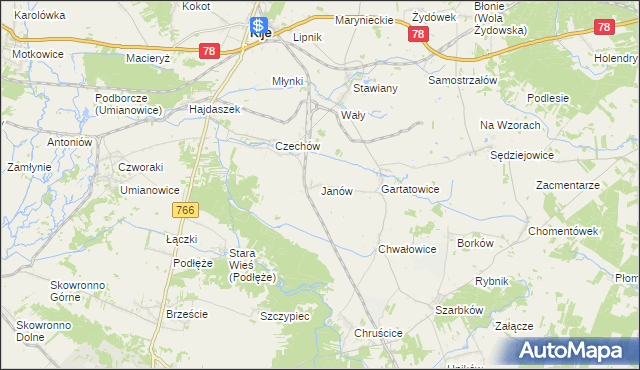mapa Janów gmina Kije, Janów gmina Kije na mapie Targeo