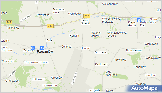 mapa Janów gmina Sienno, Janów gmina Sienno na mapie Targeo