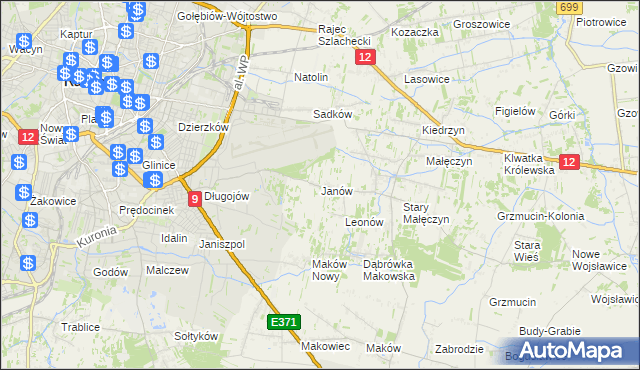 mapa Janów gmina Skaryszew, Janów gmina Skaryszew na mapie Targeo