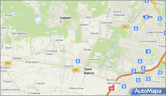 mapa Janów gmina Stare Babice, Janów gmina Stare Babice na mapie Targeo