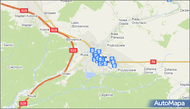 mapa Janów Lubelski, Janów Lubelski na mapie Targeo