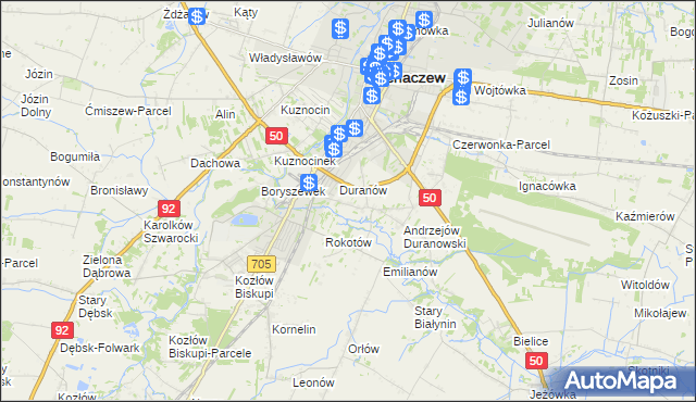 mapa Janówek Duranowski, Janówek Duranowski na mapie Targeo