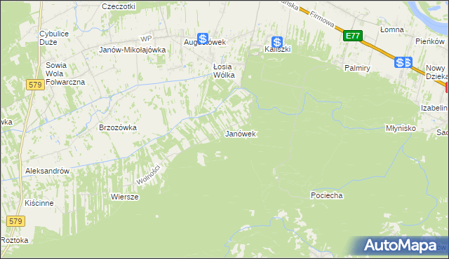 mapa Janówek gmina Czosnów, Janówek gmina Czosnów na mapie Targeo
