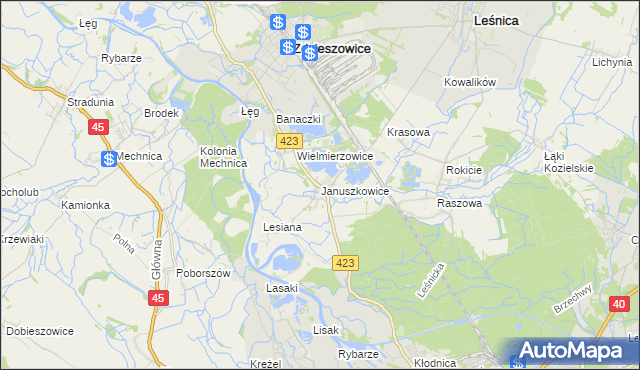 mapa Januszkowice gmina Zdzieszowice, Januszkowice gmina Zdzieszowice na mapie Targeo