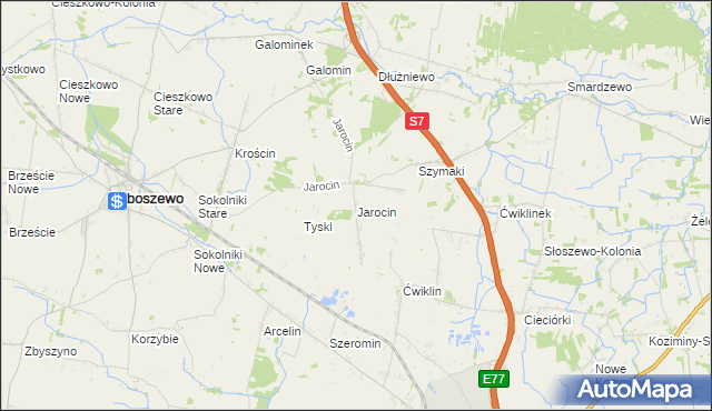 mapa Jarocin gmina Baboszewo, Jarocin gmina Baboszewo na mapie Targeo
