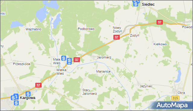 mapa Jaromierz gmina Siedlec, Jaromierz gmina Siedlec na mapie Targeo