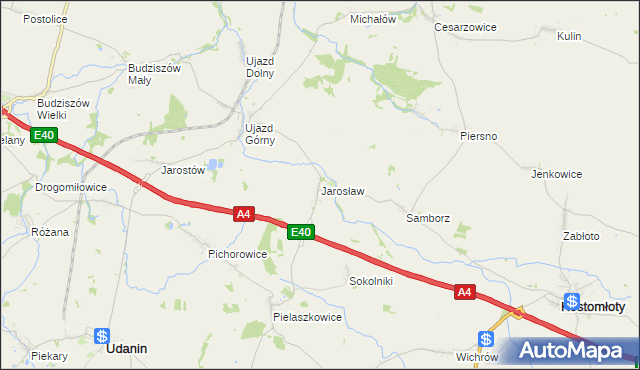mapa Jarosław gmina Udanin, Jarosław gmina Udanin na mapie Targeo