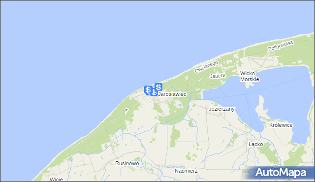 mapa Jarosławiec gmina Postomino, Jarosławiec gmina Postomino na mapie Targeo