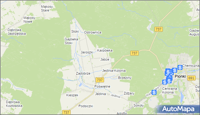 mapa Jaśce, Jaśce na mapie Targeo