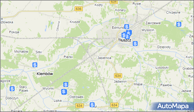 mapa Jasienica gmina Tłuszcz, Jasienica gmina Tłuszcz na mapie Targeo