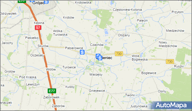 mapa Jasieniec powiat grójecki, Jasieniec powiat grójecki na mapie Targeo